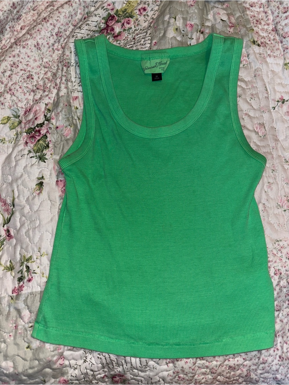 Bright Green Ribbed Tank Top